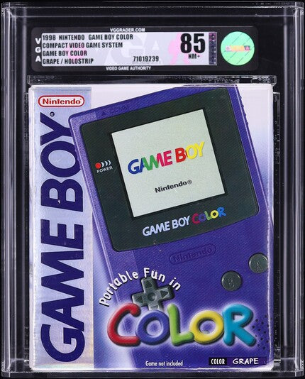 1999 NINTENDO GAME BOY COLOR CONSOLE GRAPE HOLOSTRIP VGA 85 SEALED