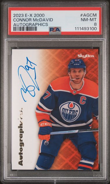 Connor McDavid 2023 Upper Deck E-X 2000 Autographics #AG-CM PSA 8